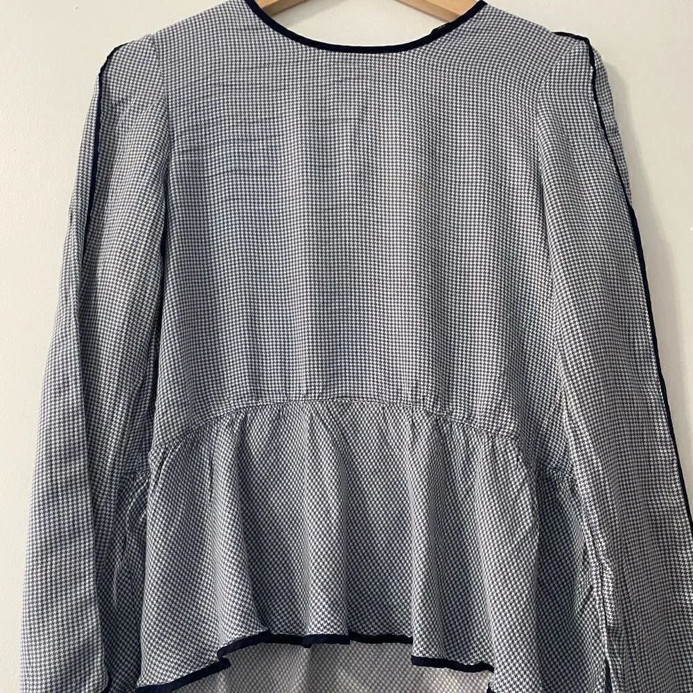 Zara  houndstooth blue blouse Size S